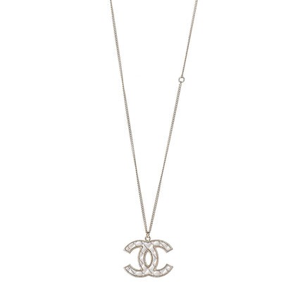 Chanel Metal Quilted CC Pendant Necklace Gold White 1 of 5