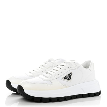 Prada Re-Nylon Spazzolato Metal Triangle Logo Womens Prax 01 45mm Sneakers 39 White Black 3 of 10