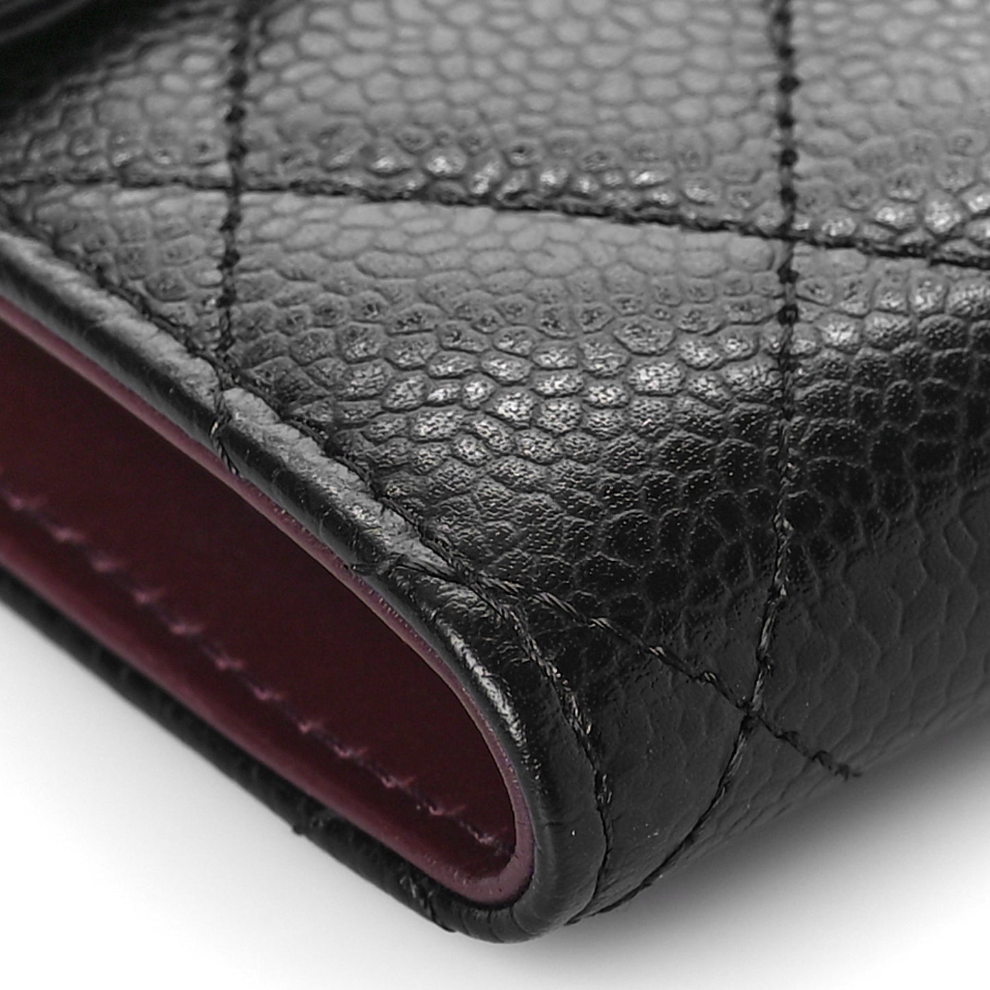 Caviar Quilted Compact Flap Wallet Black