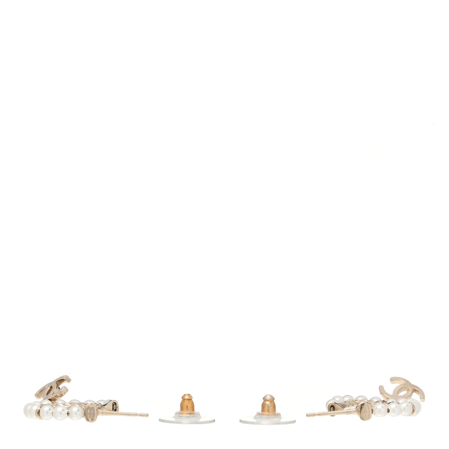 Pearl Charms CC Hoop Earrings Gold