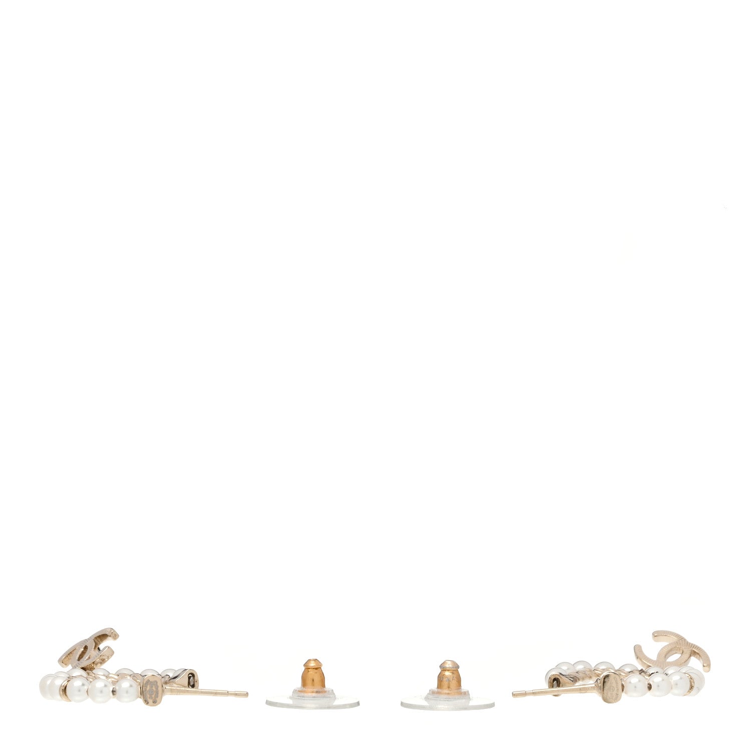 Chanel Pearl Charms CC Hoop Earrings Gold 3 of 3