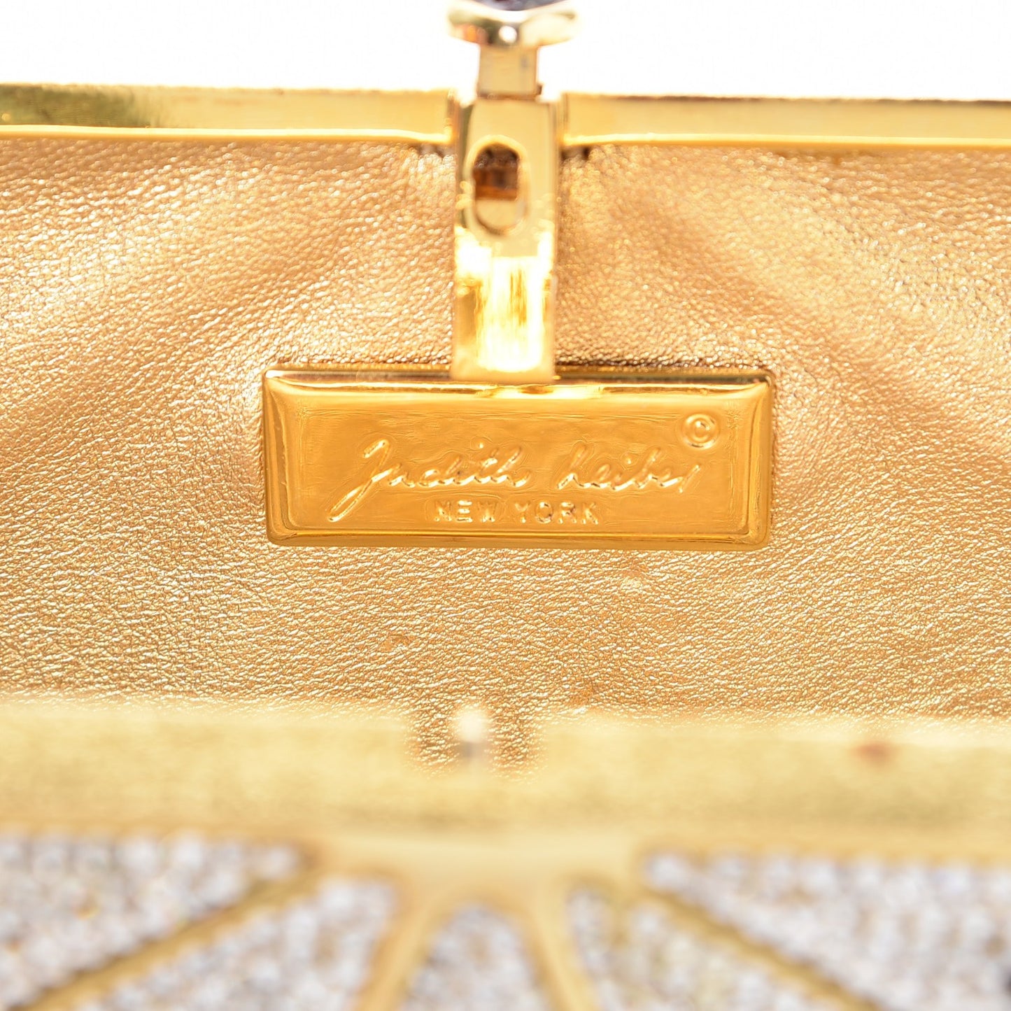 Crystal Watermelon Slice Minaudiere Clutch Gold