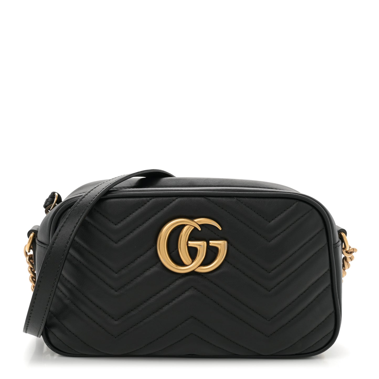 Calfskin Matelasse Mini GG Marmont Chain Shoulder Bag Black