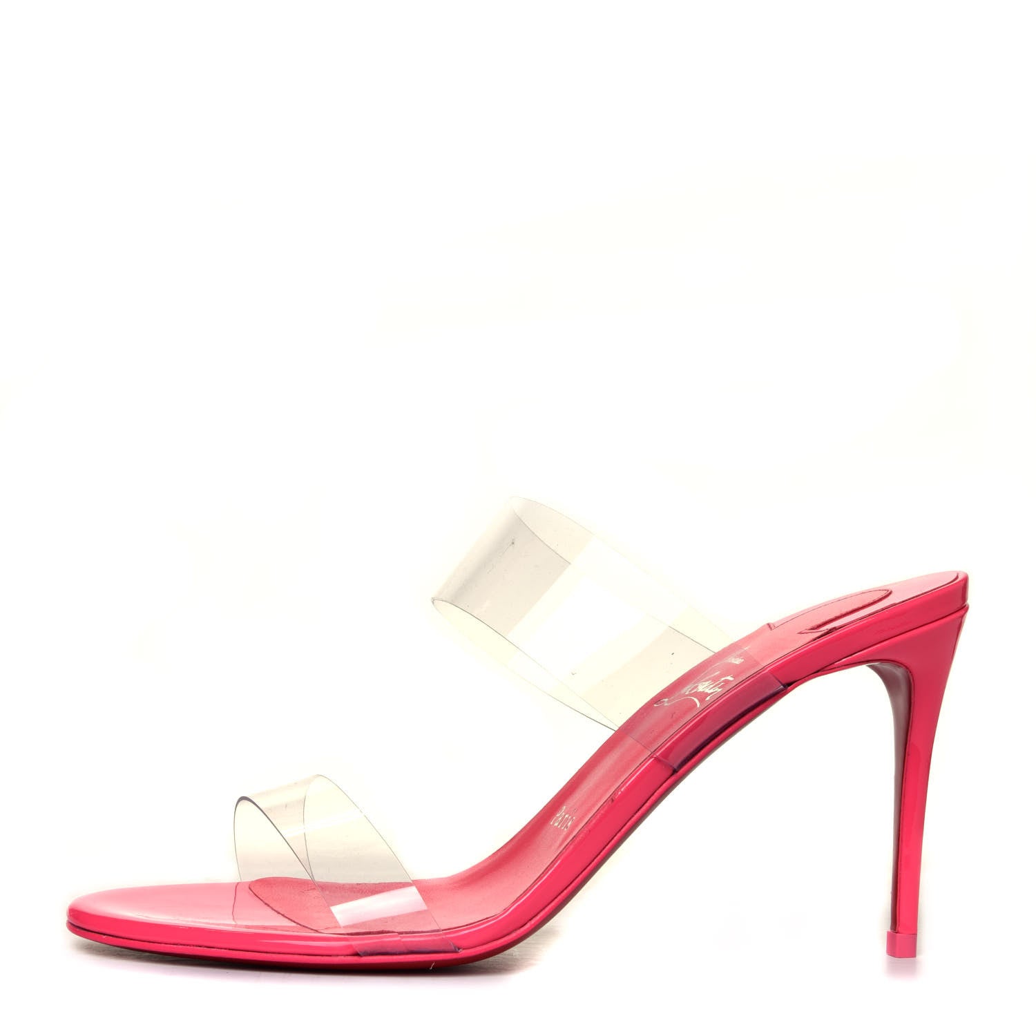 Christian Louboutin Patent PVC Just Nothing 85 Slide Sandals 38 Magnifique 1 of 14