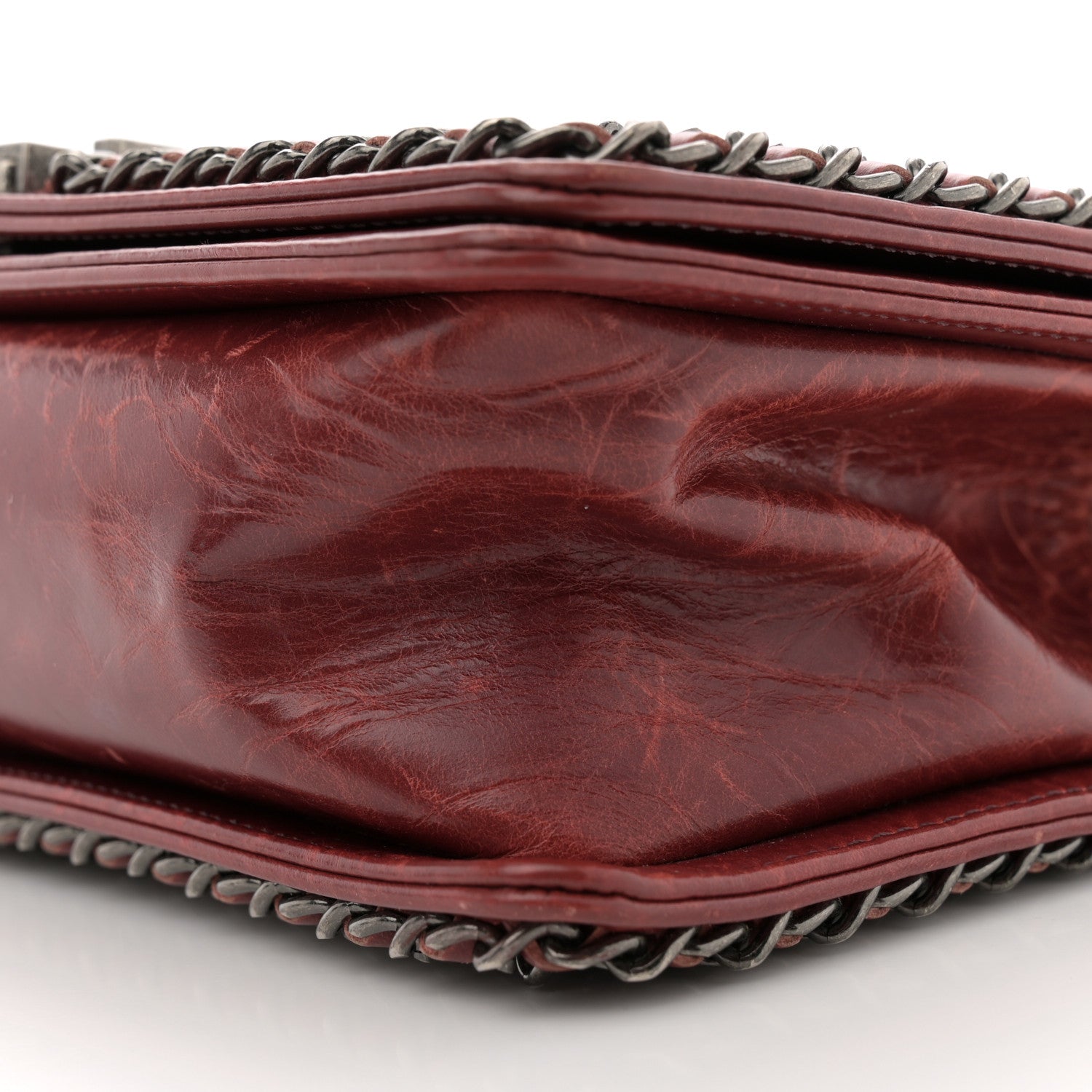 Chanel Glazed Calfskin Quilted Medium Boy Chained Flap Bordeaux 10 of 13