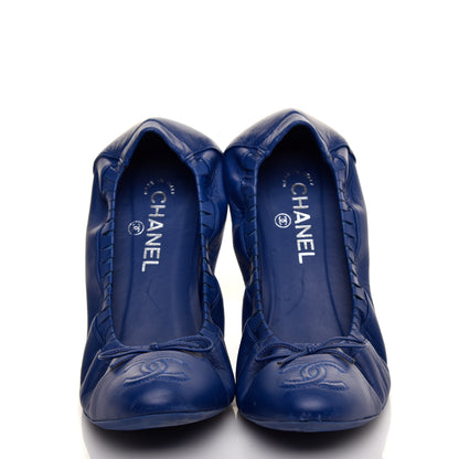 Chanel Lambskin CC Elastic Cap Toe Ballerina Flats 40 Blue 2 of 9