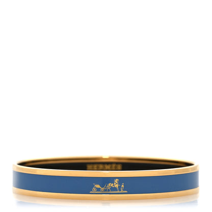 Hermes Enamel Printed Caleche Narrow Bracelet 70 Bleu 1 of 5