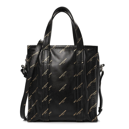 Balenciaga Calfskin Allover Logo XS Bazar Shopper Tote Black Gold 1 of 16