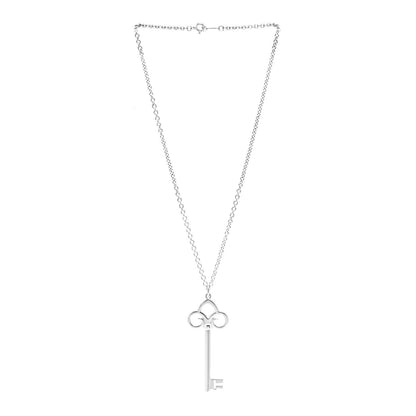 Tiffany Sterling Silver Large Fleur De Lis Key Pendant Necklace 3 of 5