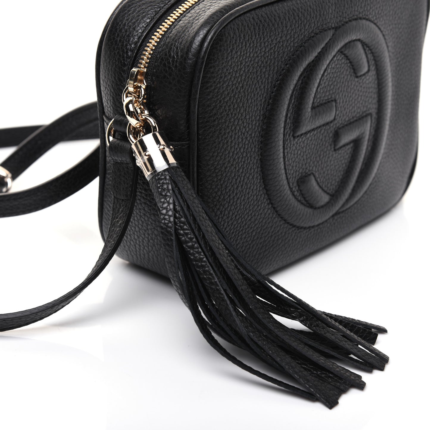 Pebbled Calfskin Small Soho Disco Bag Black