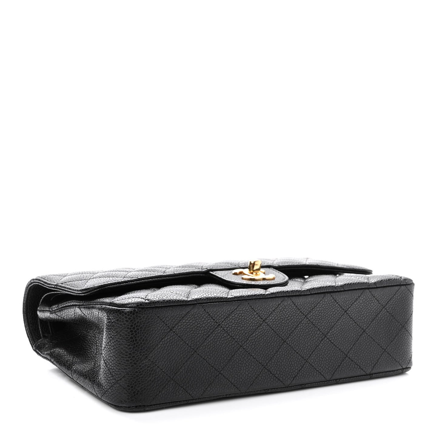 Caviar Quilted Medium Double Flap Black