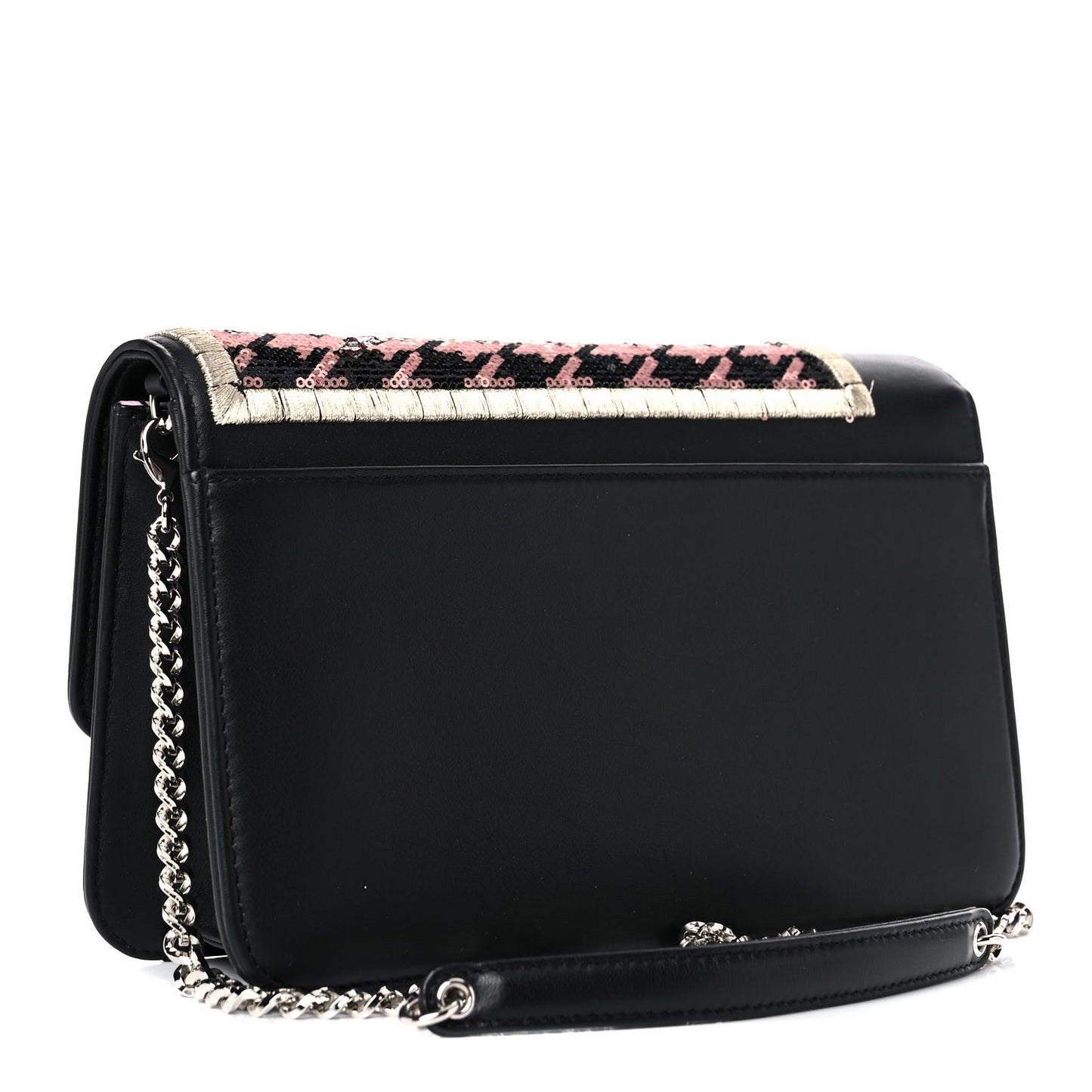 Lambskin Sequin Embroidered Miss Dior Promenade Flap Bag Black