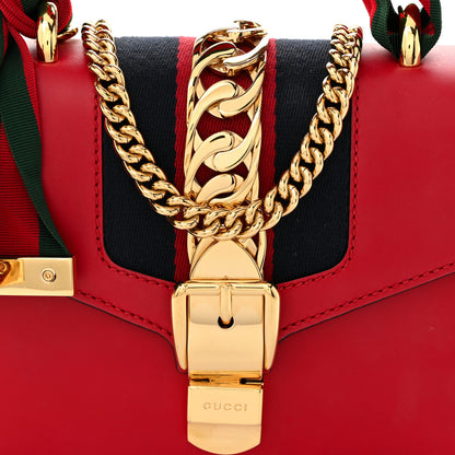 Gucci Calfskin Mini Sylvie Chain Shoulder Bag Hibiscus Red 8 of 10