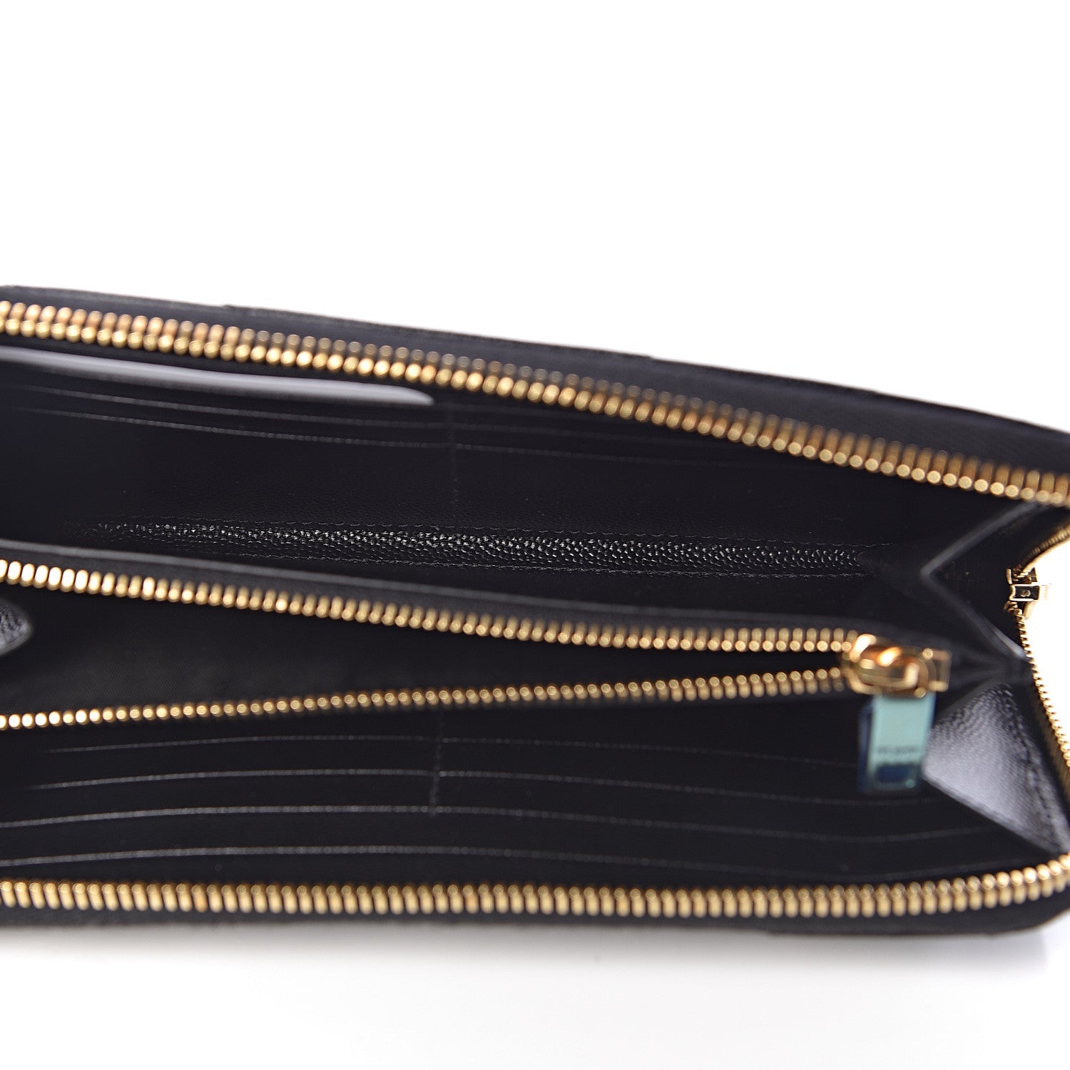 Saint Laurent Grain De Poudre Matelasse Chevron Monogram Zip Around Wallet Black 5 of 7