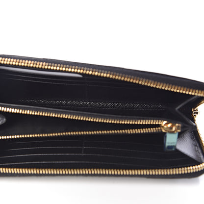 Saint Laurent Grain De Poudre Matelasse Chevron Monogram Zip Around Wallet Black 5 of 7