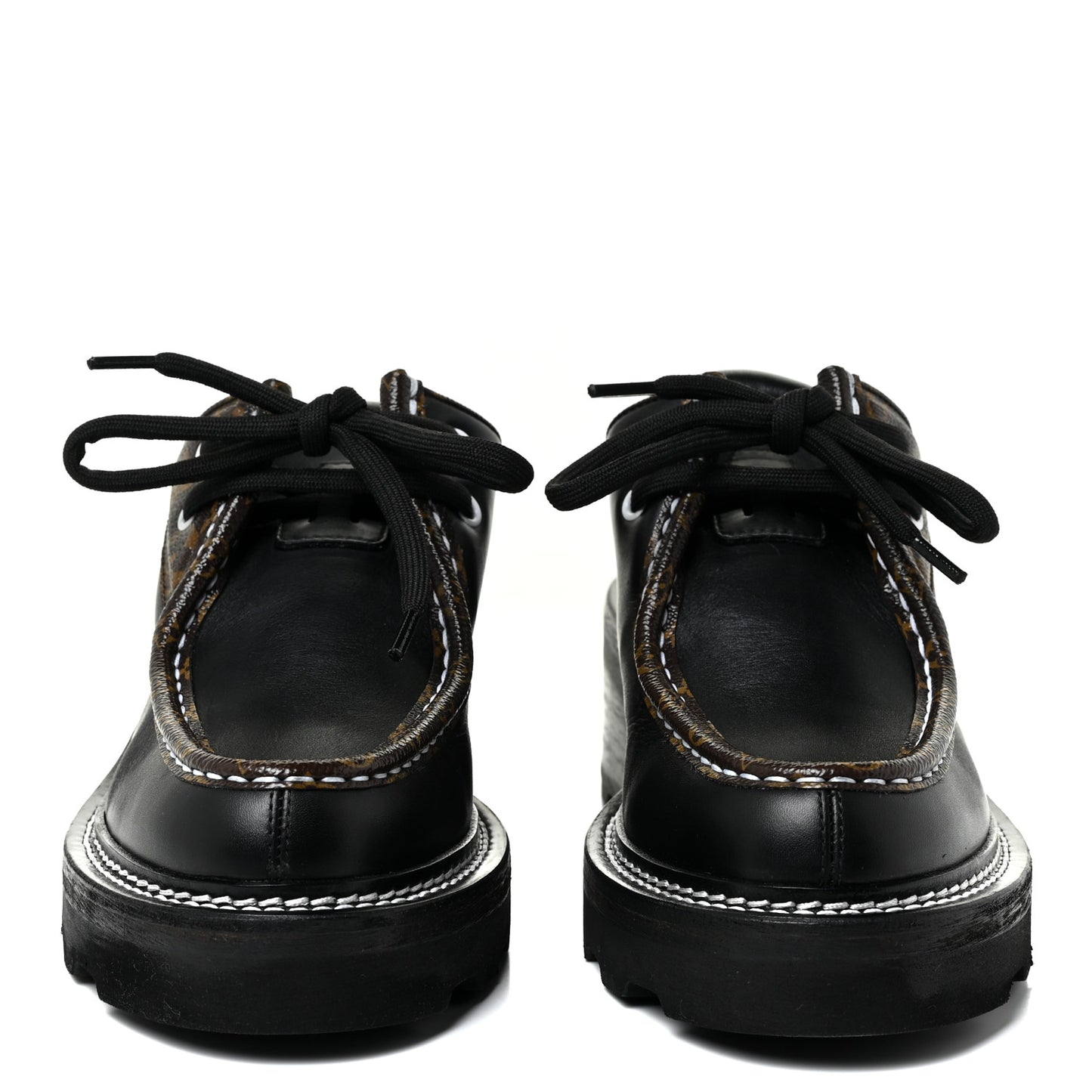 Calfskin Monogram Beaubourg Open Back Platform Derby Shoes 36.5 Black