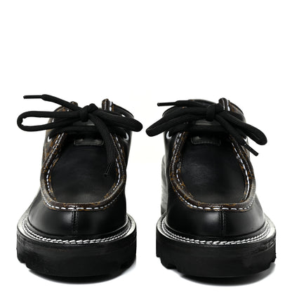 Louis Vuitton Calfskin Monogram Beaubourg Open Back Platform Derby Shoes 36.5 Black 2 of 9