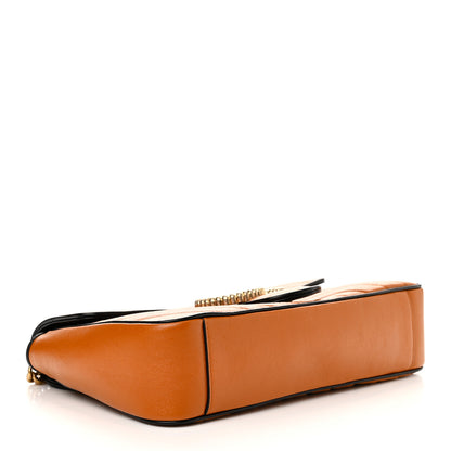Gucci Vintage Effect Calfskin Matelasse Diagonal Small Torchon GG Marmont Shoulder Bag Cognac Black 4 of 10