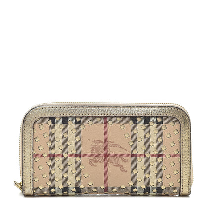 Burberry Metallic Haymarket Check Zip Wallet Gold 1 of 10