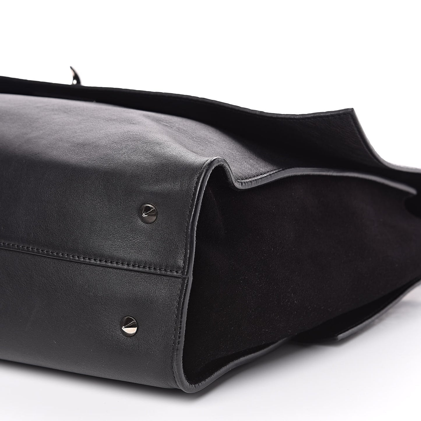 Calfskin Crocodile Embossed Medium Shark Lock Satchel Black