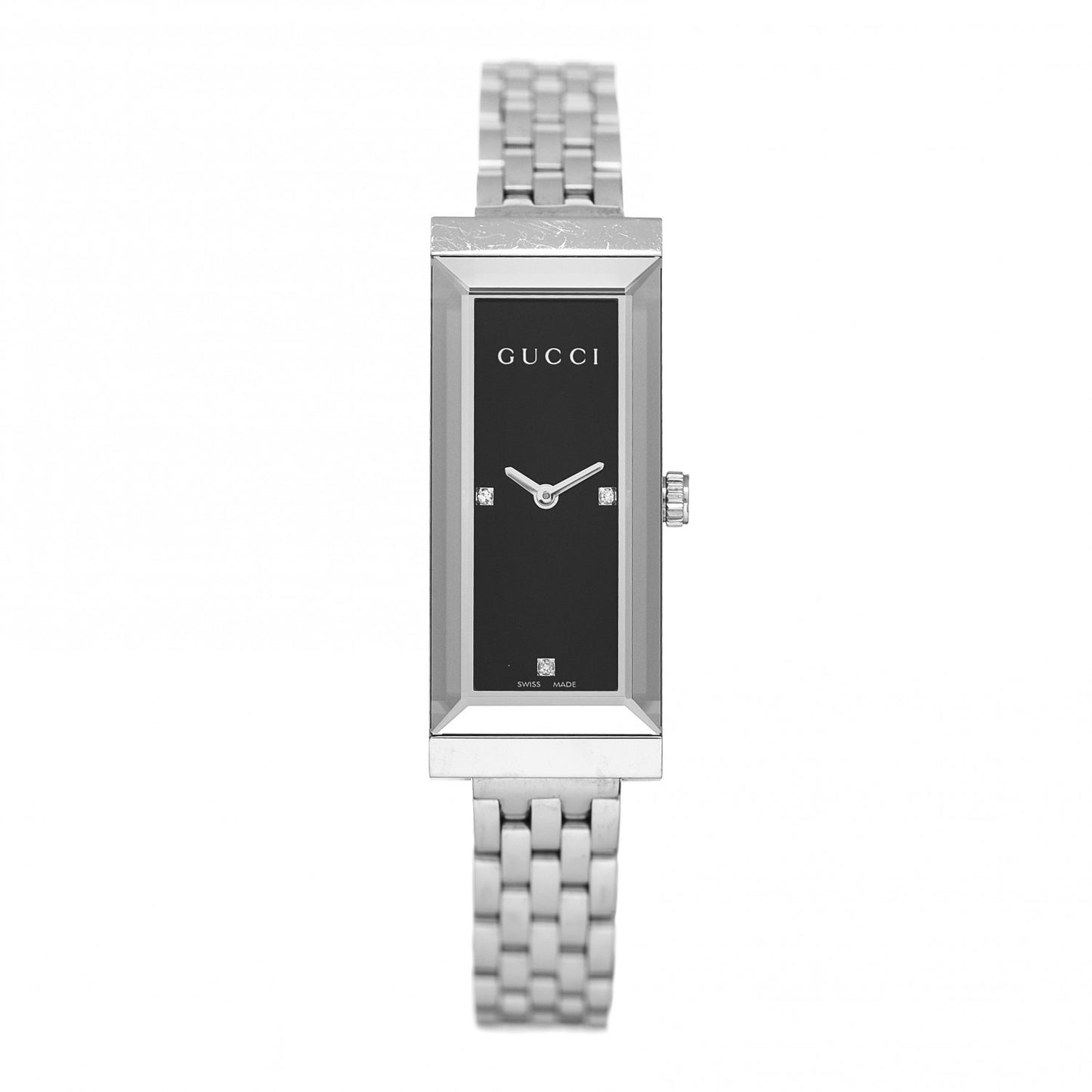 Stainless Steel Diamond 14mm G-Frame Quartz Watch Black