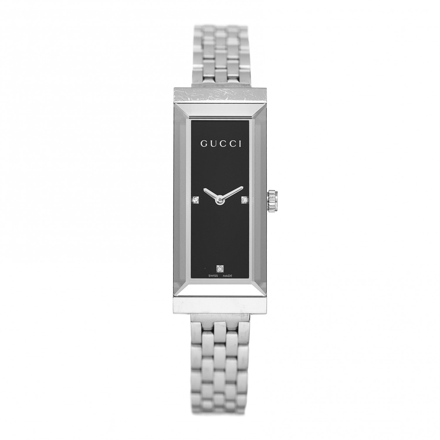Gucci Stainless Steel Diamond 14mm G-Frame Quartz Watch Black 1 of 5