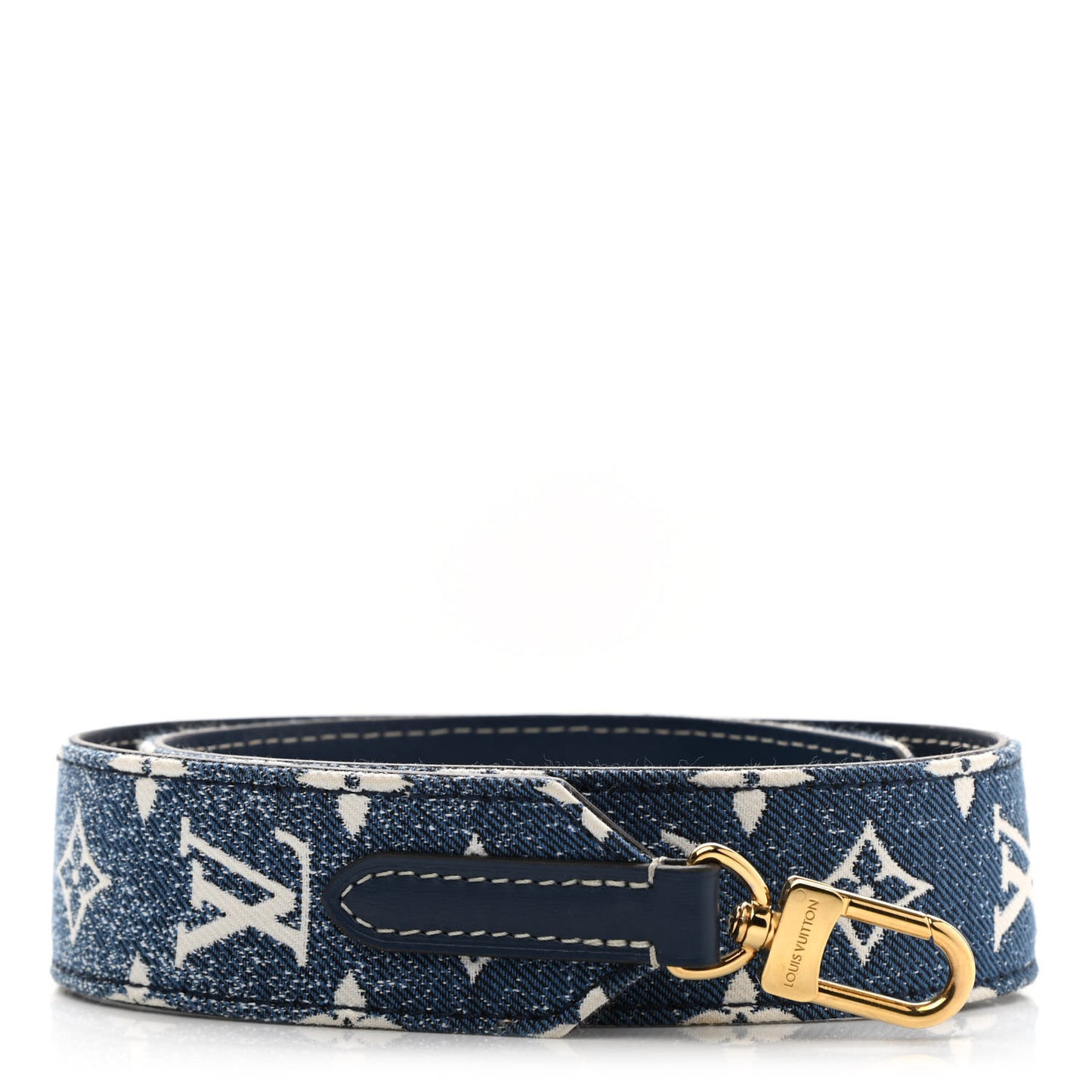 Denim Monogram Jacquard Bandouliere Shoulder Strap Bleu