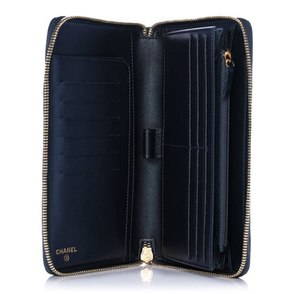 Chanel Iridescent Caviar Quilted Long Zip Around Wallet Black 5 of 14