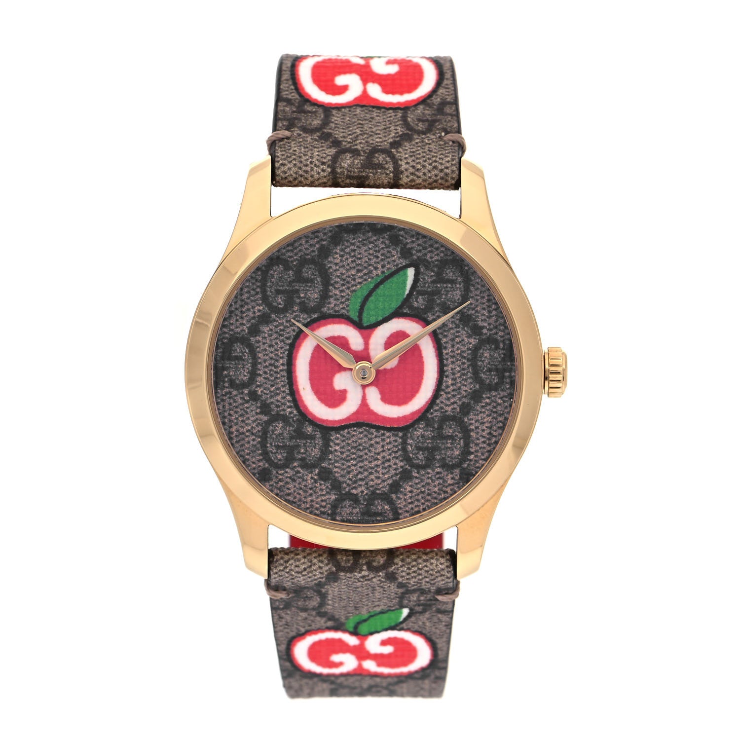 Gucci Stainless Steel Canvas 38mm G-Timeless Chinese Valentine's GG Apple Quartz Watch Brown 1 of 5