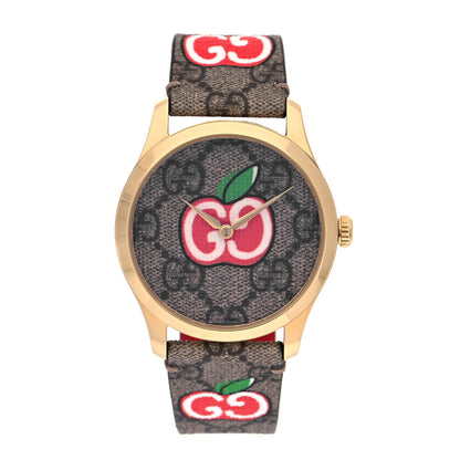 Gucci Stainless Steel Canvas 38mm G-Timeless Chinese Valentine's GG Apple Quartz Watch Brown 1 of 5