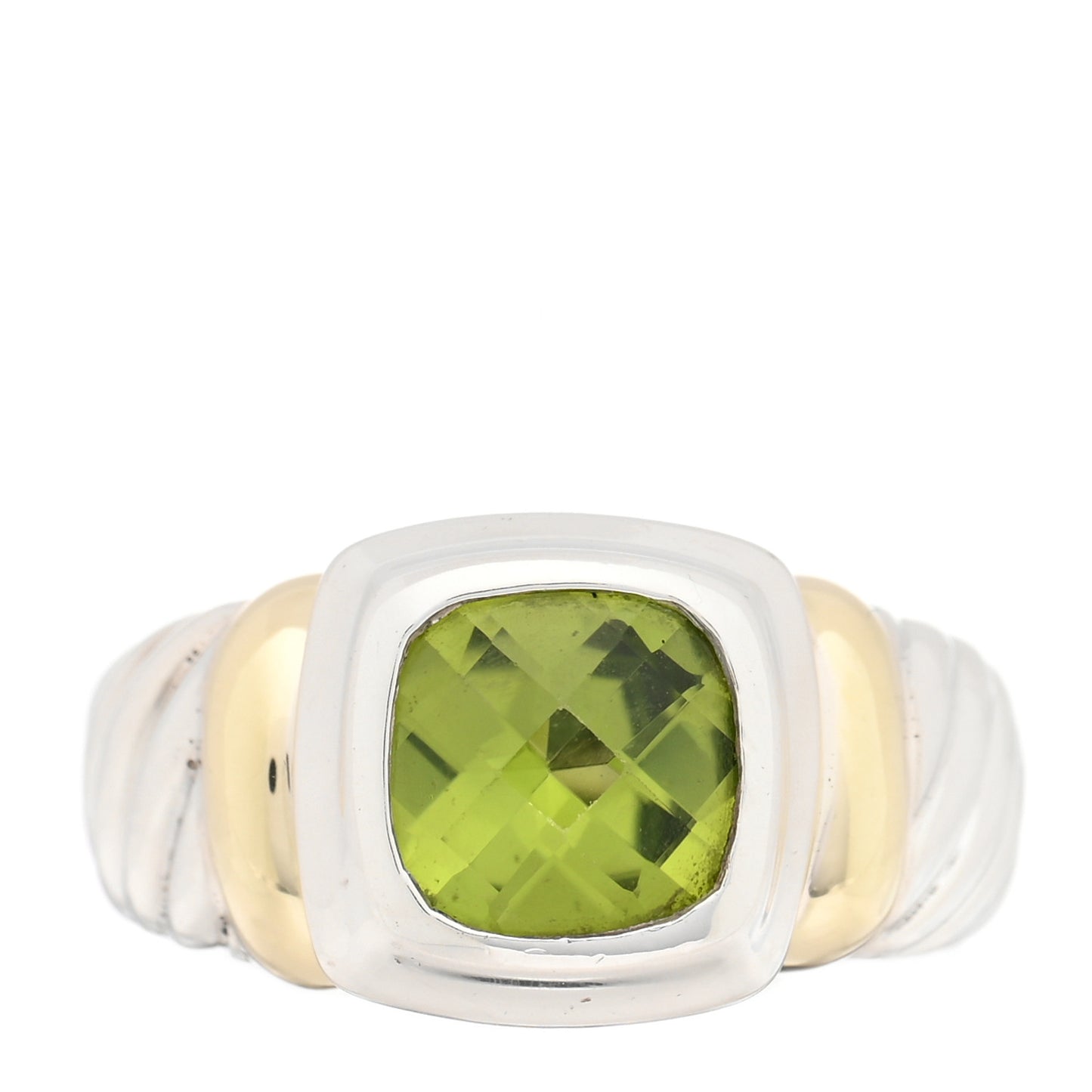 Sterling Silver 14K Yellow Gold Peridot 7mm Noblesse Ring 53 6.5
