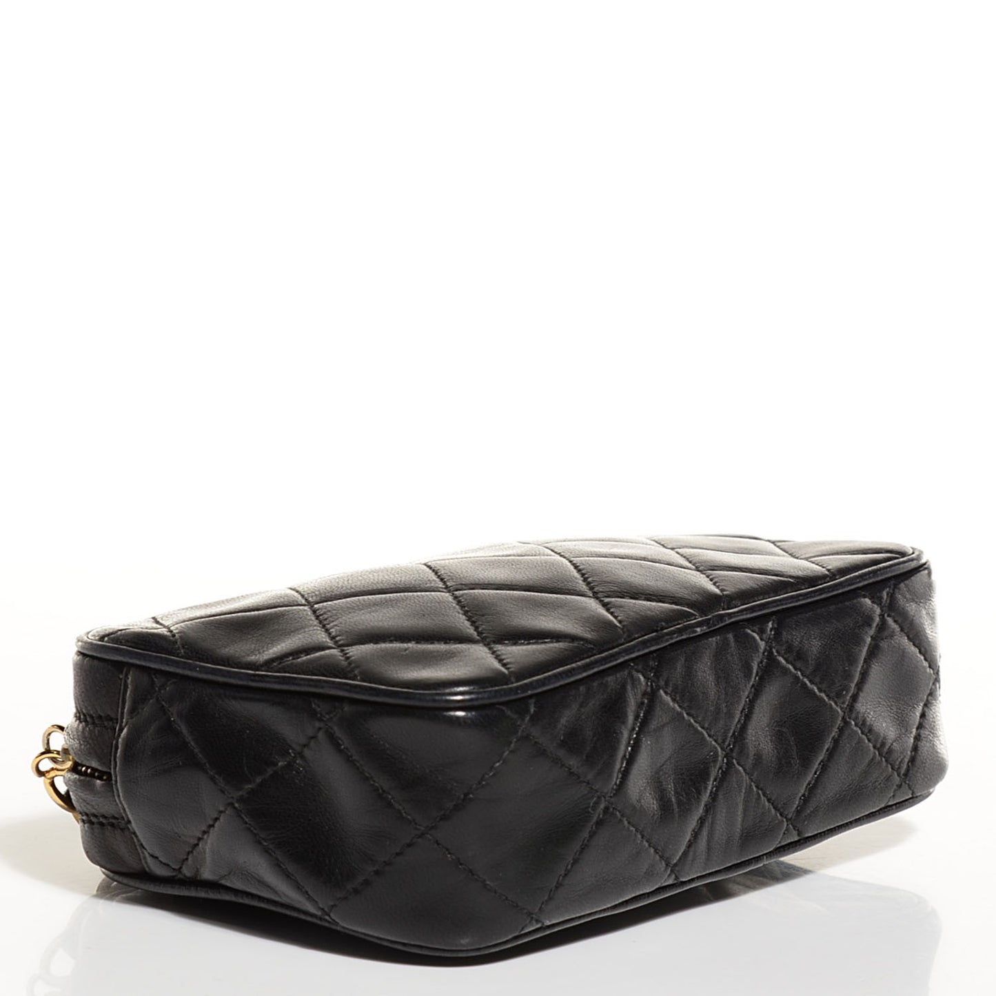 Lambskin Quilted Tassel Camera Case Pouch Black