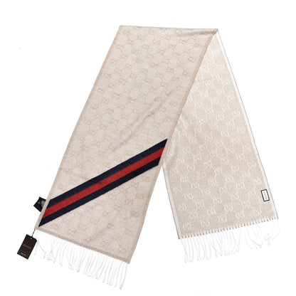 Gucci Wool Angora Monogram Web New Nikky Scarf Sand Blue 3 of 6