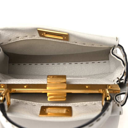 Fendi Cuoio Romano Selleria Mini Peekaboo Iconic Satchel White 5 of 10
