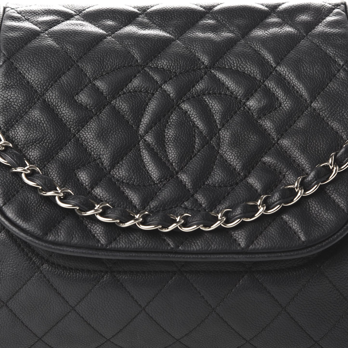 Caviar Quilted Timeless Accordion Flap Black