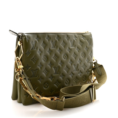 Louis Vuitton Lambskin Embossed Monogram Coussin MM Khaki 3 of 9