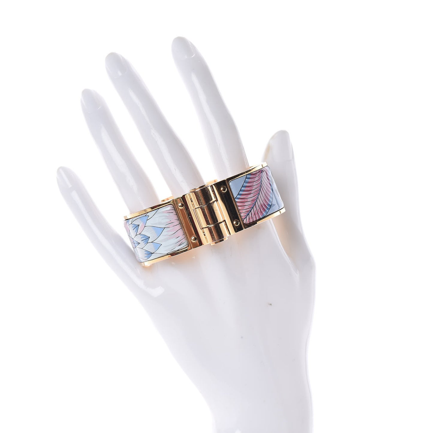 Enamel Printed Wide Charniere Savana Dance Hinged Bracelet S Arts And Crafts