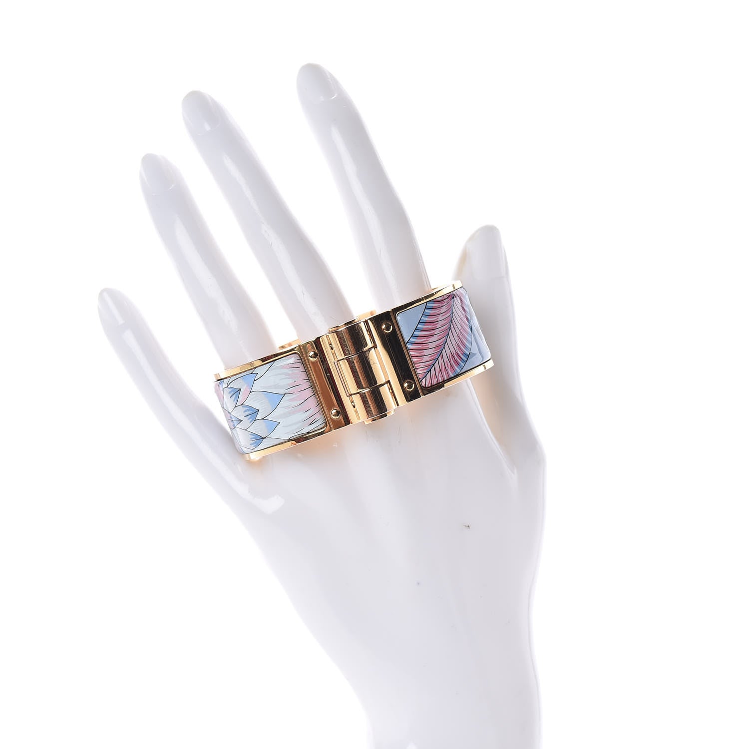 Hermes Enamel Printed Wide Charniere Savana Dance Hinged Bracelet S Arts And Crafts 2 of 5