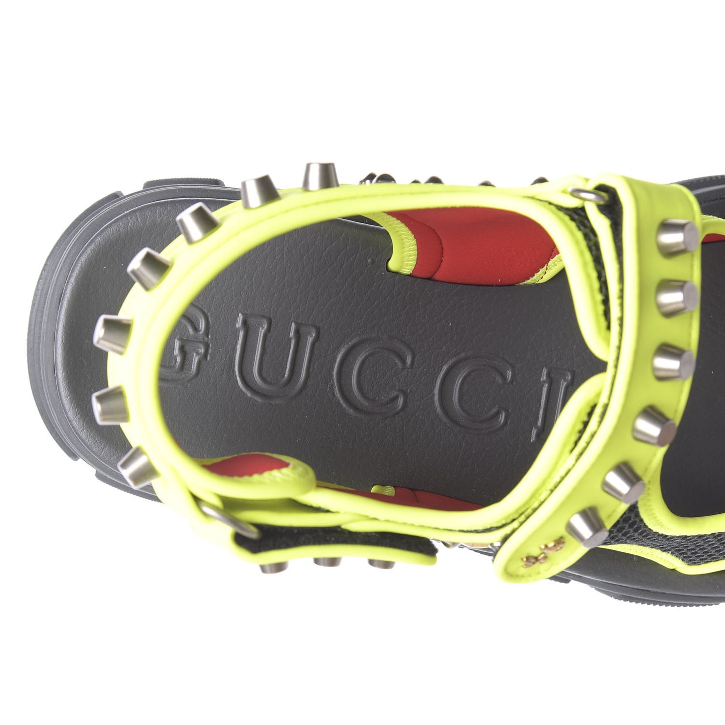 Technical Canvas Calfskin Studded Mens Aguru Sandals 10 Neon Yellow