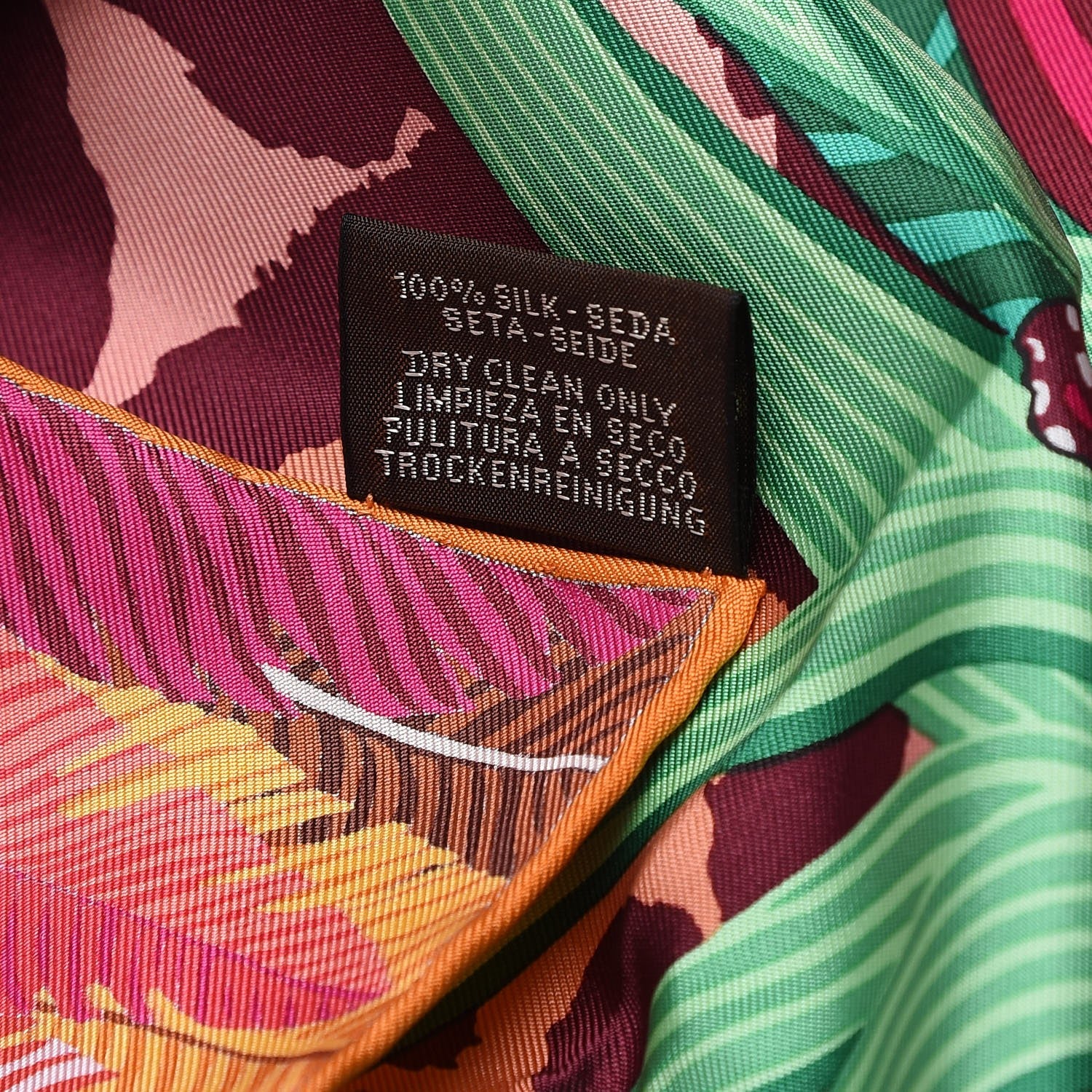 Hermes Silk Jaguar Quetzal Scarf 90 Fuchsia Vert Bordeaux 5 of 5