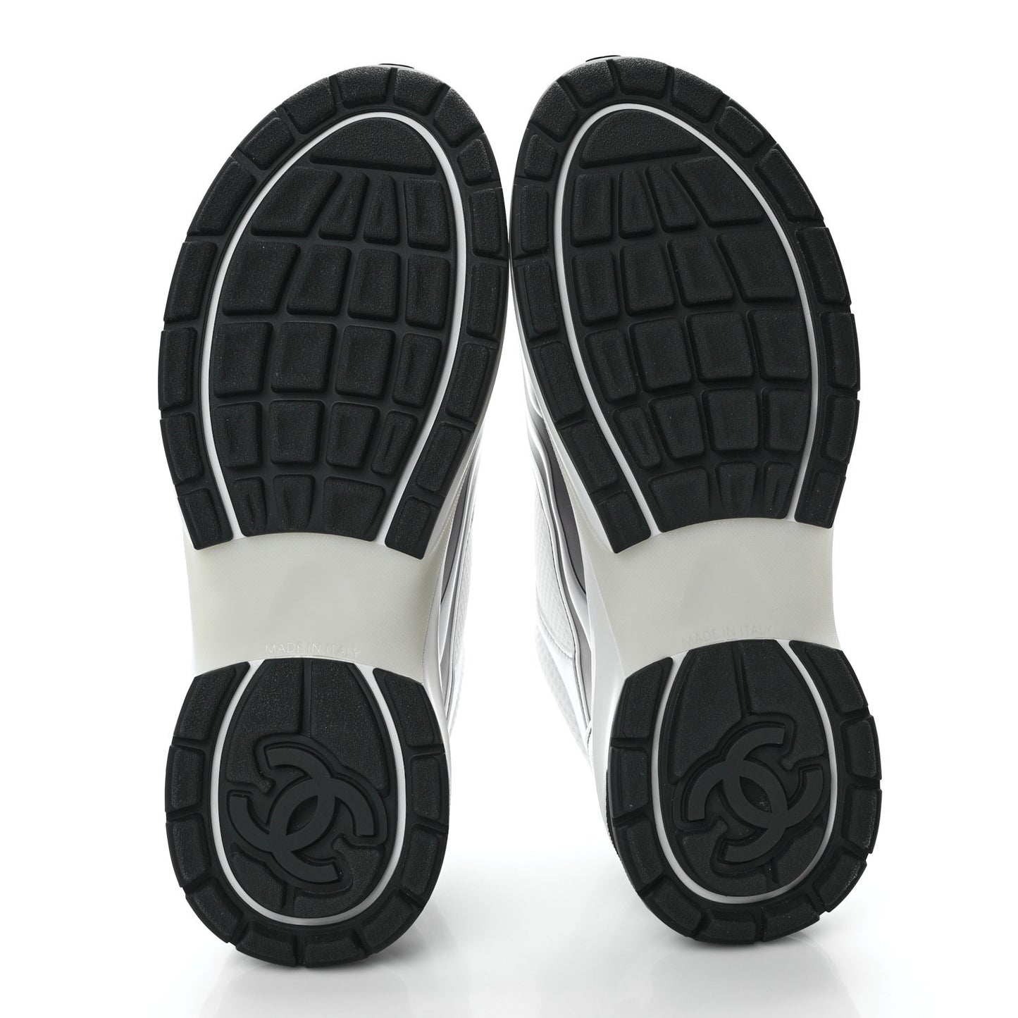 Fabric Laminated Calfskin Stretch CC Sneakers 39 White Silver