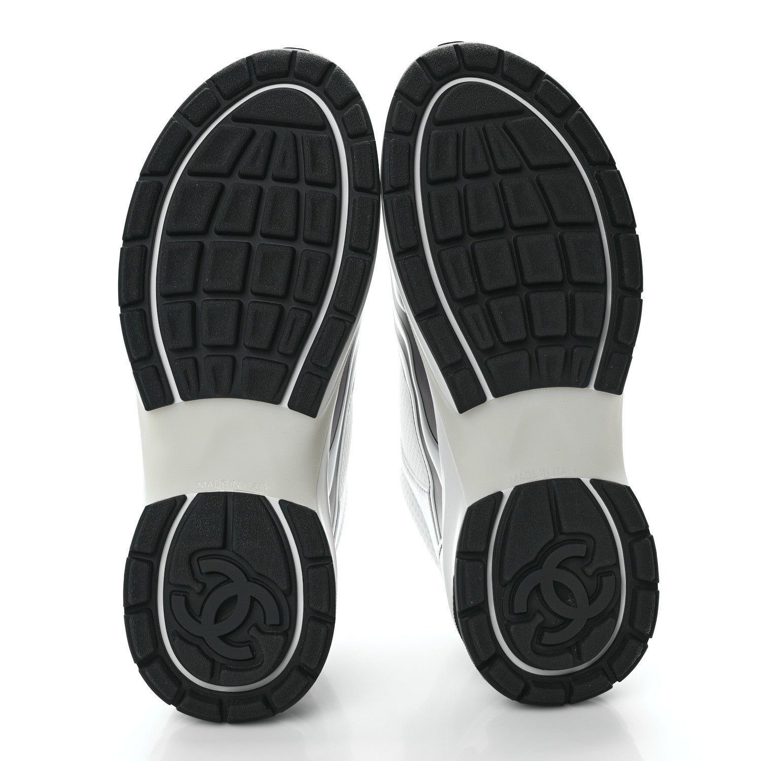 Chanel Fabric Laminated Calfskin Stretch CC Sneakers 39 White Silver 12 of 20
