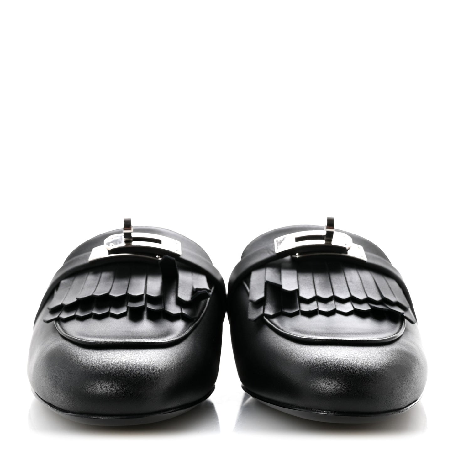 Calfskin Fringe Oz Mules 38.5 Black