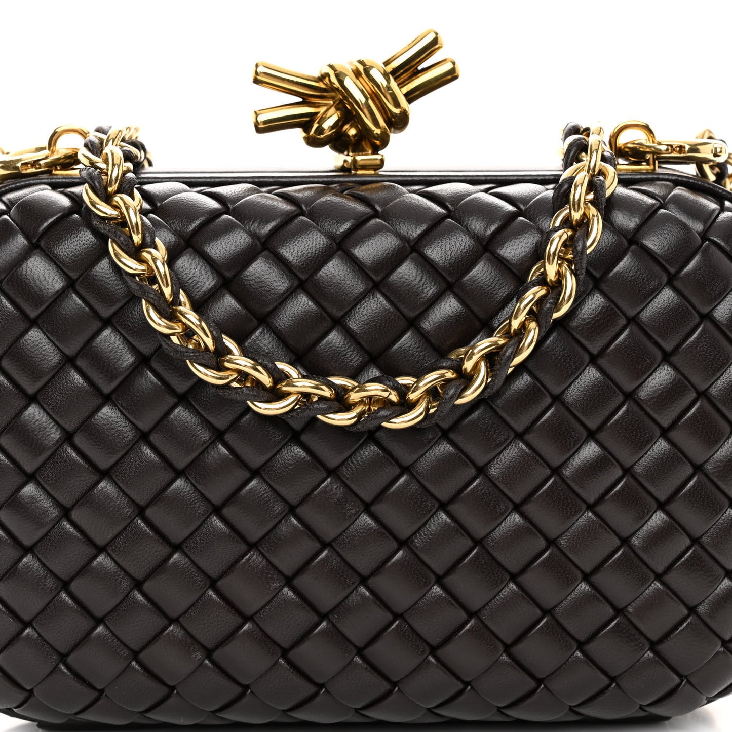 Nappa Intreccio Padded Chain Knot Clutch Fondant