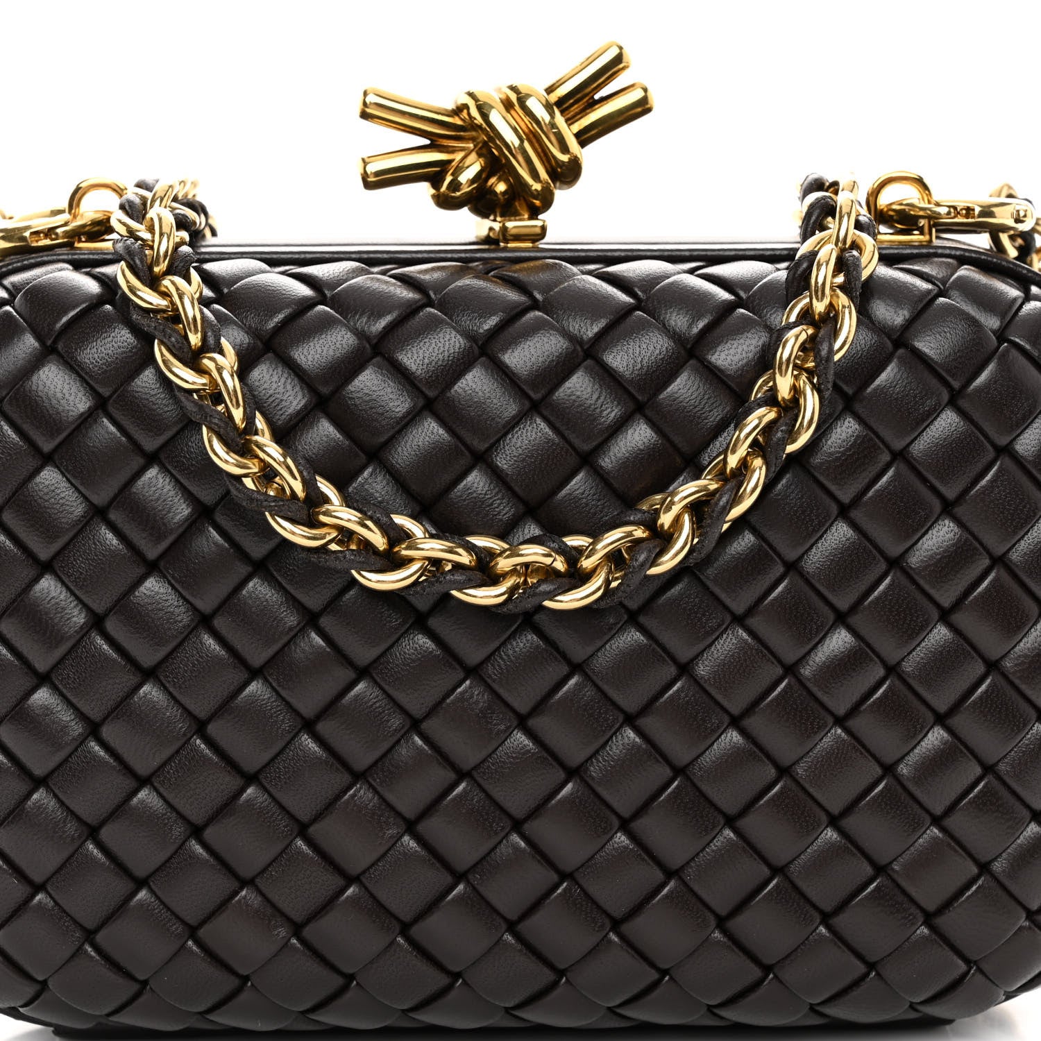Bottega Veneta Nappa Intreccio Padded Chain Knot Clutch Fondant 7 of 10