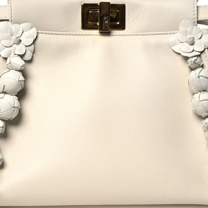 Fendi Nappa Rosebud Mini Peekaboo Iconic Satchel Bianco 9 of 13