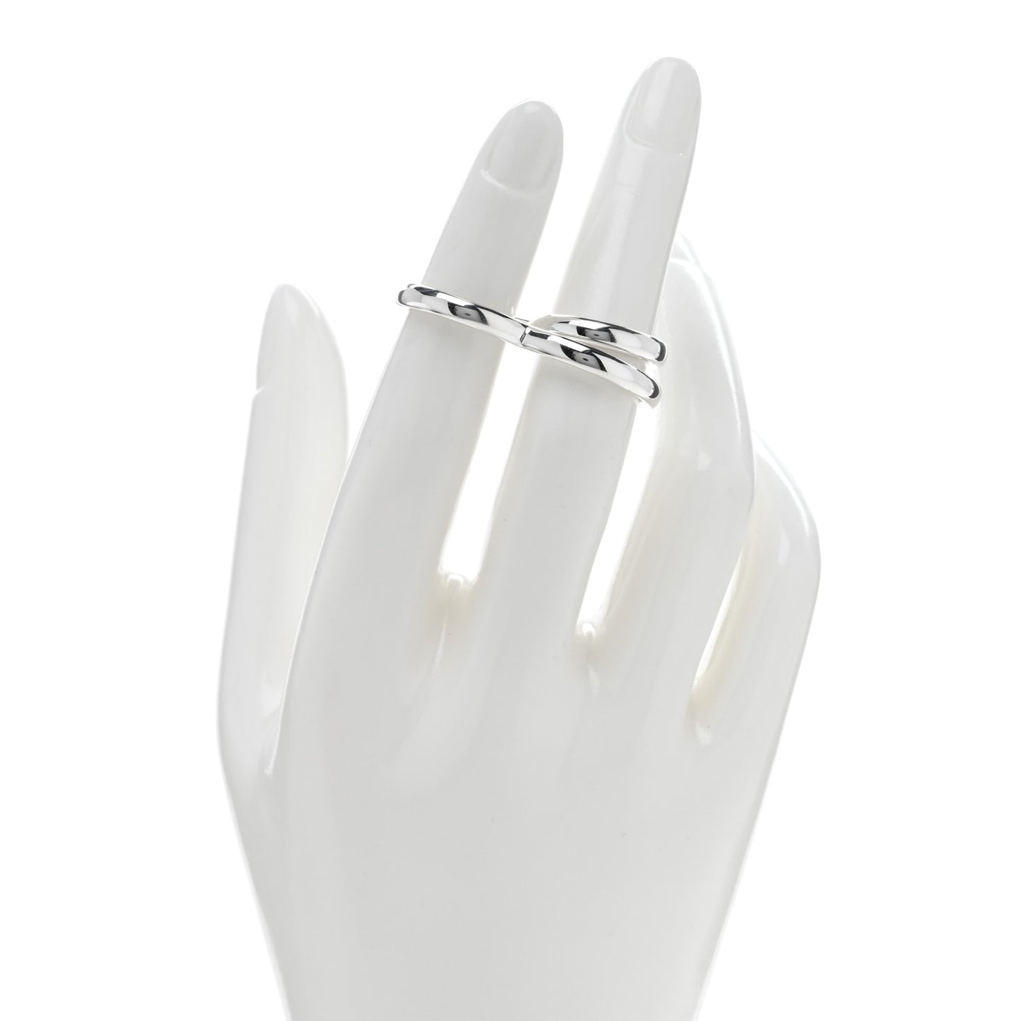 Sterling Silver MM Vertige Coeur Double Ring 49 4.75