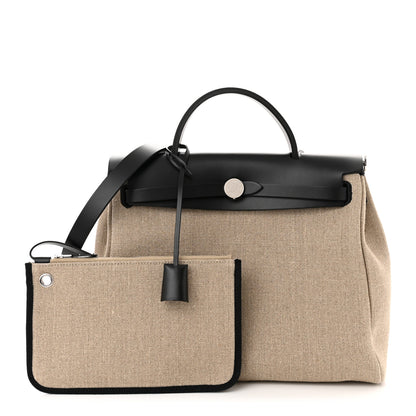 Hermes Toile De Camp Vache Hunter Herbag Zip Retourne 31 PM Ficelle Black 1 of 12