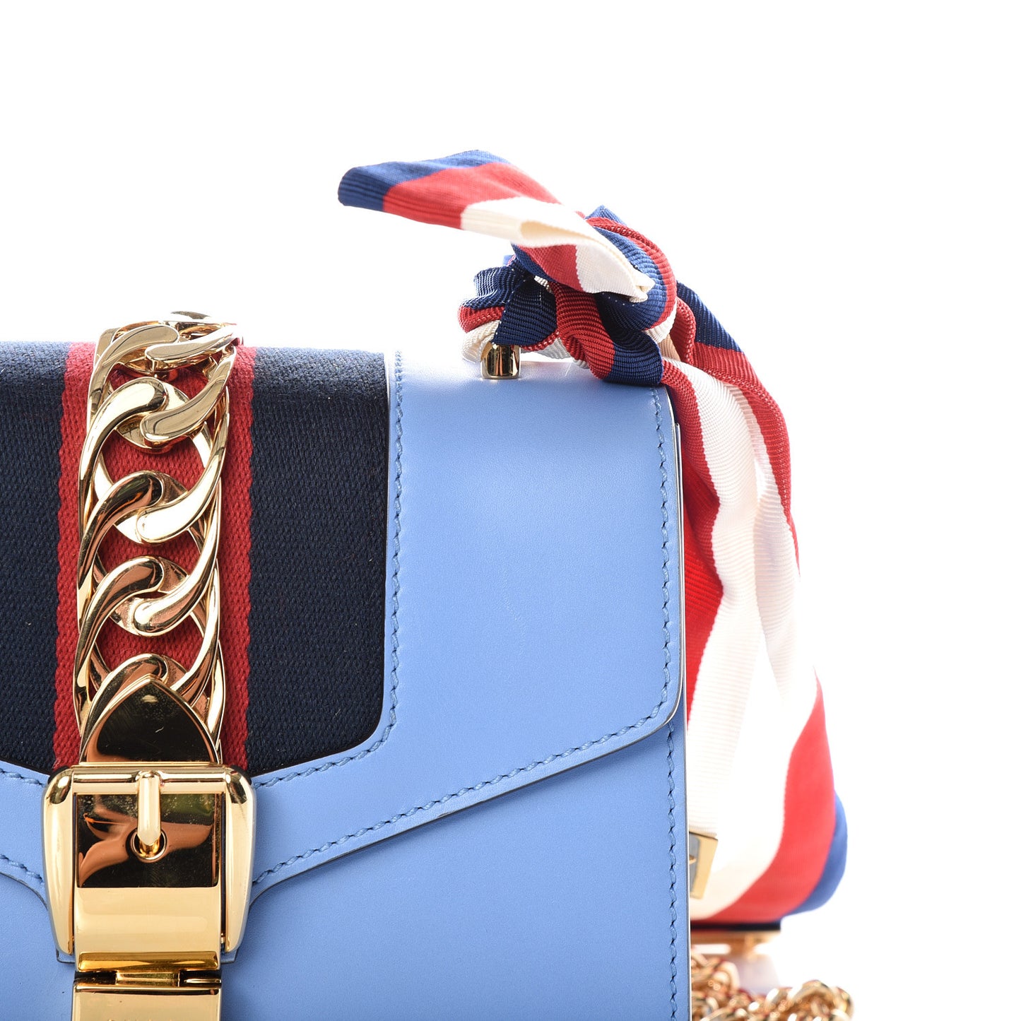 Calfskin Mini Sylvie Chain Shoulder Bag Clear Sky Blue