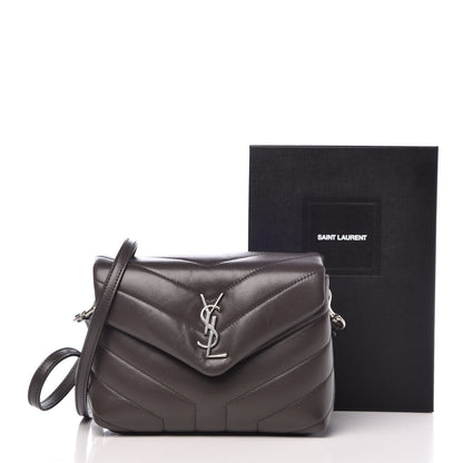 Saint Laurent Calfskin Y Quilted Monogram Toy Loulou Crossbody Bag Asphalt 8 of 8